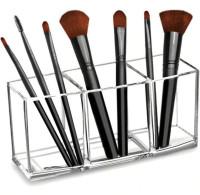 1pc clear plastic makeup brush Organizer with 3 slots