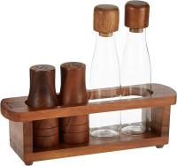 Billi Wooden Oil, Vinegar, Salt & Pepper Canister Set, Brown