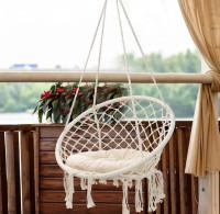 Hammock Chair with Round Seat Cushion, Hanging Chair for Indoor and Outdoor