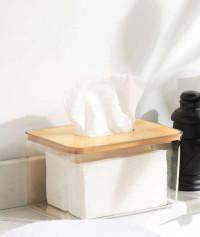 Transparent Plexi Tissue Box with Bamboo Lid