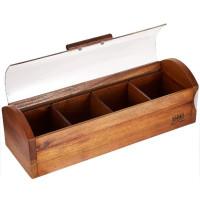 BILLI WOODEN TEA BOX WITH ACRYLIC COVER - BROWN - 10 X 10.5 X 31.5 CM