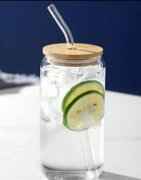 1pc clear straw bottle, modern glass coffee cup